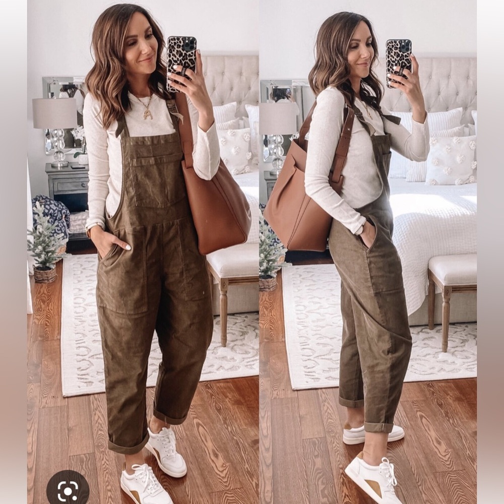 Aerie Werk & Play Corduroy Oversized Overalls Jumpsuit Size XS
